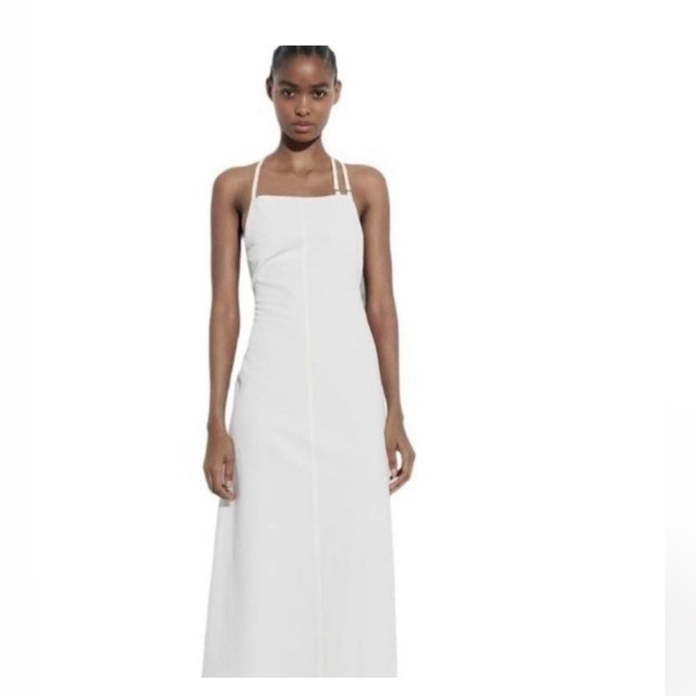 Zara | Dresses | Zara Open Back Linen Blend Dress White Size M